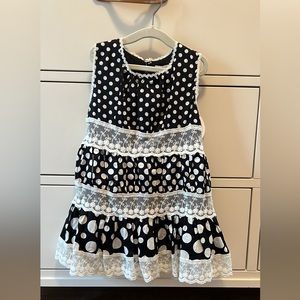 Doe a Dear Black and White Polka Dot Toddler Dress 2T